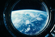 © Lazy_Bear - View of Earth planet from space station window with clouds and atmosphere against the backdrop of space