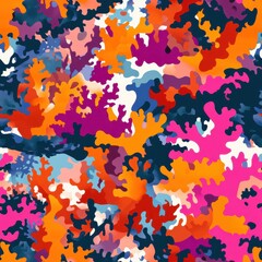 Wall Mural - Vibrant Abstract Camouflage Pattern in Bold Colors