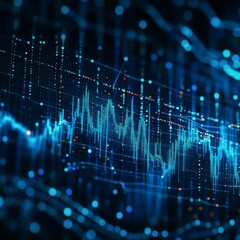 holographic of business chart in digital lines and dots concept