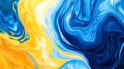 Aufkleber - A vibrant abstract swirl of blue and yellow, showcasing fluid patterns and blending colors in a stunning display of artistry.