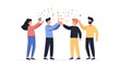 © JP STUDIO LAB - A colorful celebration scene featuring four people joyfully toasting with drinks and confetti in a festive atmosphere.
