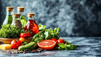 Sticker - Fresh produce and condiments ready for cooking.