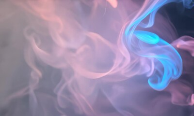 Wall Mural - abstract image of swirling smoke in pink and blue hues against a dark background.