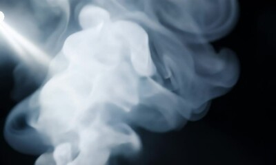 Wall Mural - a single spotlight shines through a thick plume of smoke creating a dramatic and ethereal effect.
