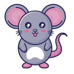 Wall Mural - cute little mouse with happy