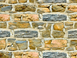 High-resolution stone wall texture with a blend of natural colors and rough surfaces. Ideal for architectural backgrounds, 3D design projects, or creating realistic surface visualizations.