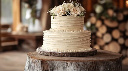 Wall Mural - Rustic style wedding cake 