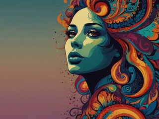 Psychedelic woman abstract illustration