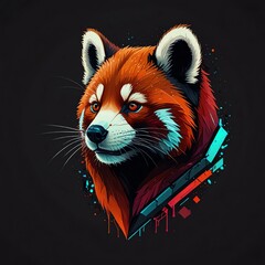 Canvas Print - Red Panda Portrait with Abstract Design