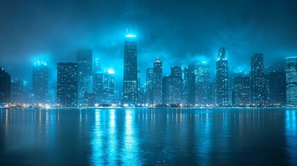 Wall Mural - photography of modern panaromic skyline cityscape building 