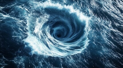 Wall Mural - a swirling vortex in the ocean, depicting turbulent water movement.