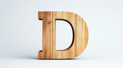 Canvas Print - The letter D, made of wood, stands against a white background.