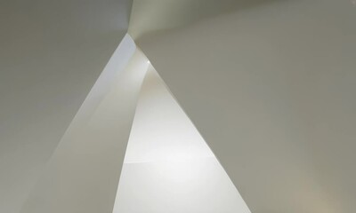 Wall Mural - geometric white planes create abstract architectural depth and space.