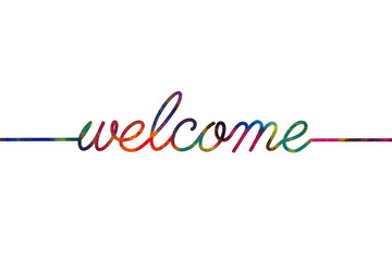 welcome continuous line drawing typography lettering urban art design abstract modern banner paintin