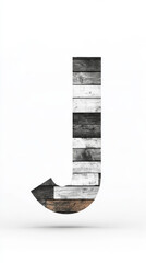 Canvas Print - The letter J, constructed from weathered wooden planks, stands out against a clean white background.