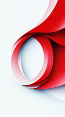 Abstract red and white design with a circular shape.