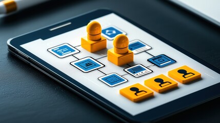 Mobile App Interface Design with User Icons and Elements