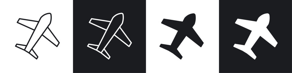Wall Mural - airplane icon vector icon set black filled and outlined style.