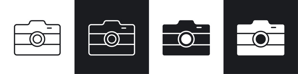 Wall Mural - camera icon vector icon set black filled and outlined style.