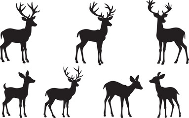 set of deer silhouettes