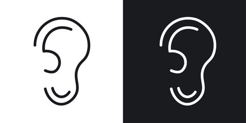 Wall Mural - ear icon vector icon set black filled and outlined style.