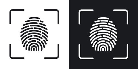 fingerprint icon vector icon set black filled and outlined style.