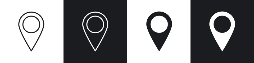 Wall Mural - navigation pin icon vector icon set black filled and outlined style.