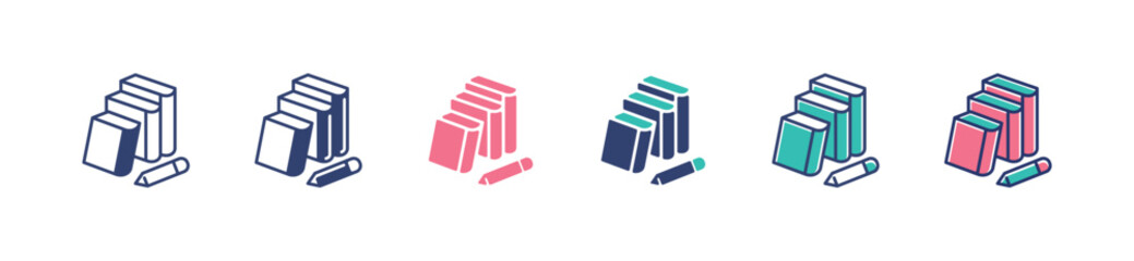 Aufkleber - book stack and pencil icon set literature study education learning writing task vector illustration