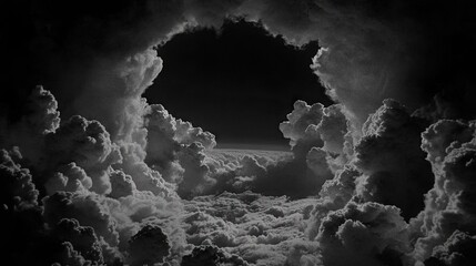 Wall Mural - a beautiful frame of white clouds in the sky, leaving a large central space for text, designs, or cr