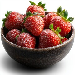 Canvas Print - Bowl of Fresh Strawberries Dusted with Powdered Sugar