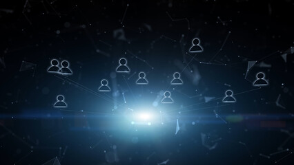 Wall Mural - business people icons glowing in dark cyberspace technology network copy space illustration backgrou
