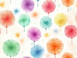 Canvas Print - Watercolor Dandelion Pattern.