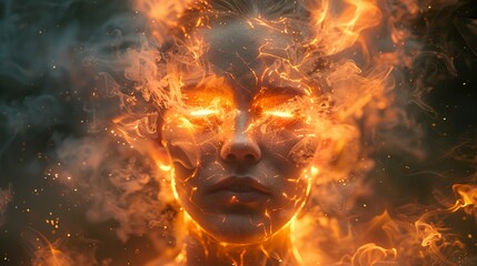 Poster - Fiery Soul: An Abstract Portrait of Passion and Power