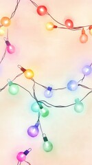 Wall Mural - Colorful String Lights Watercolor Illustration.