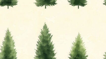 Canvas Print - Watercolor Pine Trees on a Beige Background.