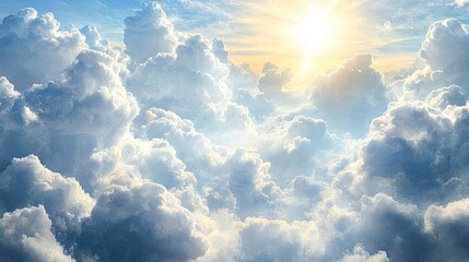 Wall Mural - a fluffy white cloud frame against a solid blue sky background. the natural frame creates an open sp