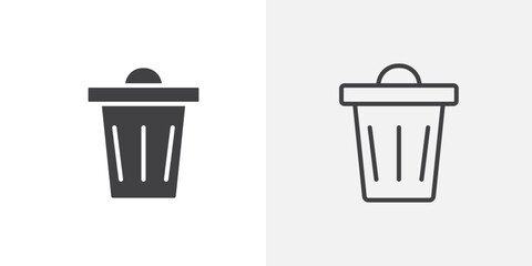 Poster - Bin icon vector icon set in black and white color.