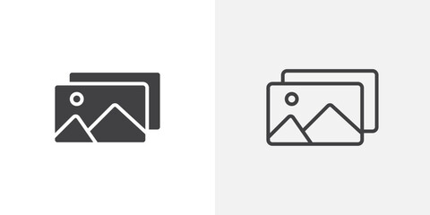 Poster - Gallery icon vector icon set in black and white color.