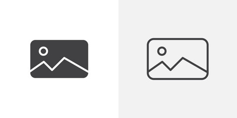 Poster - Image icon vector icon set in black and white color.