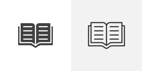 Poster - Open Book icon vector icon set in black and white color.