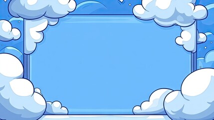 a peaceful sky scene where white clouds form a soft frame around an empty blue space, perfect for te