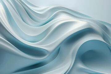 Canvas Print - close up horizontal image of a pale blue flowing abstract wave illustration background