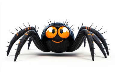 halloween 3d funny cartoon spider personage isolated stock photo on white background 