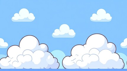 Wall Mural - white fluffy clouds form a natural border against a blue sky, with a clear space in the middle for c