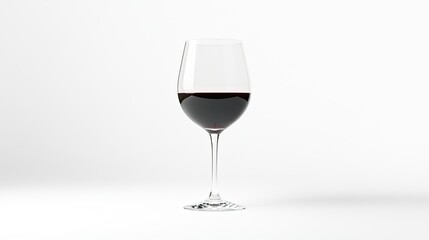 A stylish glass of red wine with subtle reflections, standing alone on a crisp white background, evoking sophistication and elegance.