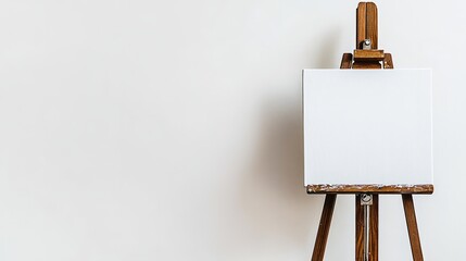 a mockup of a blank canvas on an easel, set against a white background, perfect for art-related cont