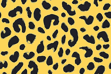 Seamless pattern of yellow and black leopard print