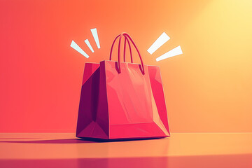 A minimalist and playful comic style of an empty shopping bag