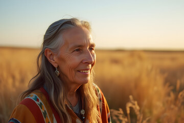 portrait of an Indian on the prairie