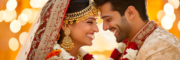 Married Indian Couple in Traditional Wedding Dress | Celebrating Love and Cultural Heritage